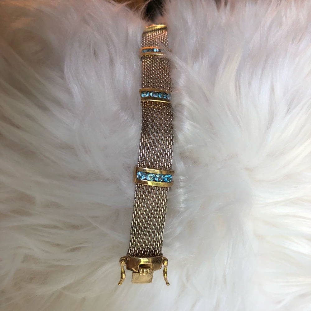 Sterling Silver & Channel Set Blue Topaz Bracelet!